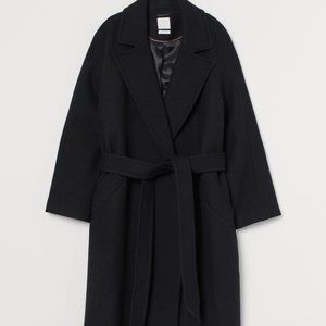 H&M Black Wool Blend Coat